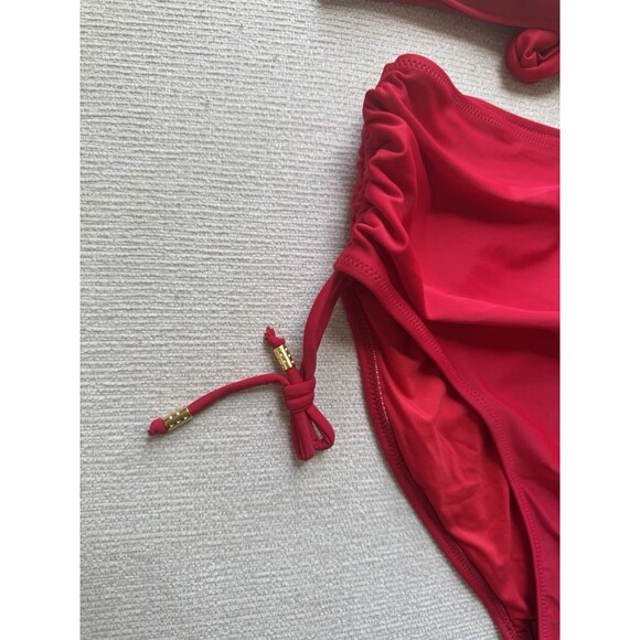 Womens Tummy Control Bathing Suit Modest High Waisted Bikini Set red size Medium - Picture 10 of 15